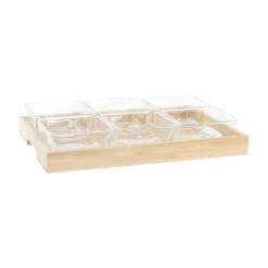 Snackdienblad DKD Home Decor 32 X 21 X 6 Cm Kristal Natuurlijk 280 Ml