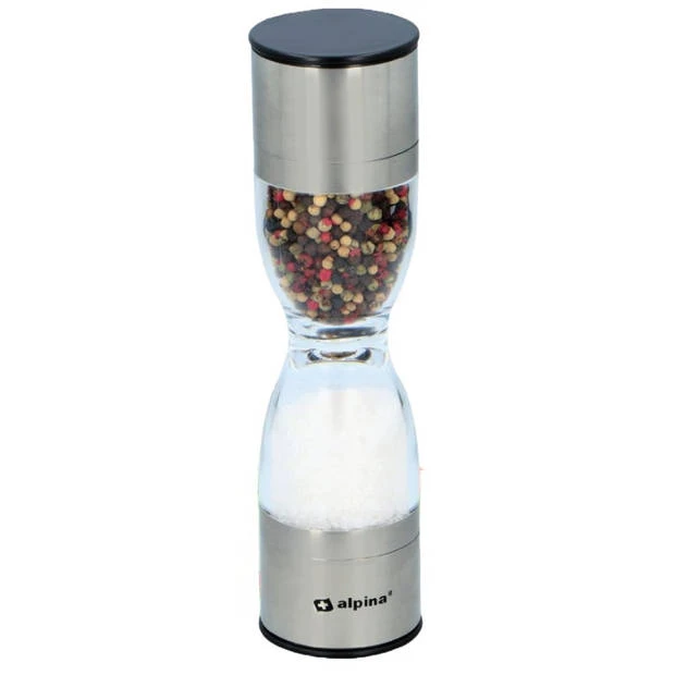 Alpina Zout En Pepermolen - 2-in-1 Molen - Ø 6 X 22 CM - Glas/ RVS 3 Alpina Zout En Pepermolen - 2-in-1 Molen - Ø 6 X 22 CM - Glas/ RVS