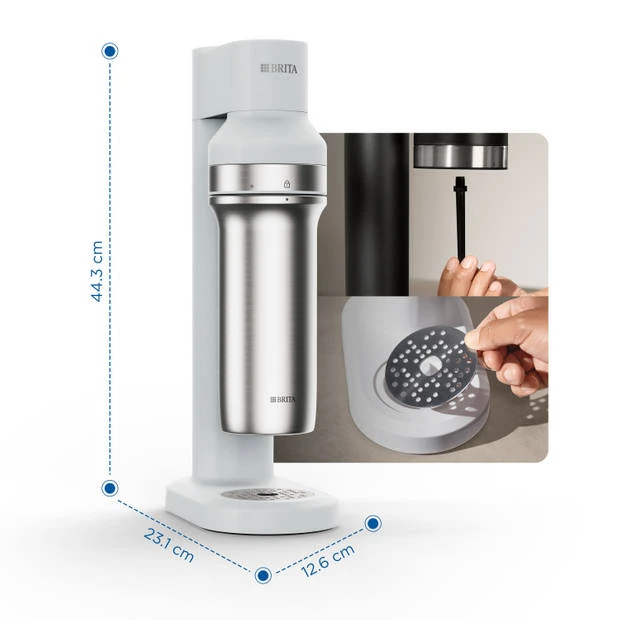 BRITA - SodaTRIO - Bruiswatertoestel - Wit - Inclusief 1 CO2-patroon En 1 Rvs Fles 8 BRITA - SodaTRIO - Bruiswatertoestel - Wit - Inclusief 1 CO2-patroon En 1 Rvs Fles - Afbeelding 6
